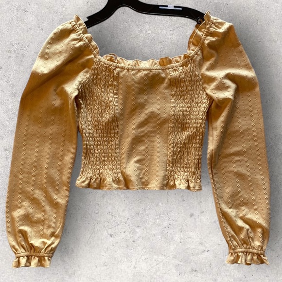 Urban Romantic Yellow Long Sleeve Ruffled Peasant Top Blouse. Great Condition. - Picture 2 of 9